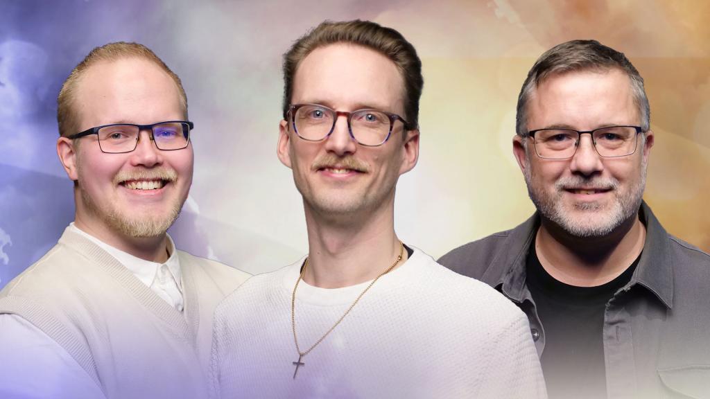 Vi ber för dina behov. Programledare Emanuel Norén med gästerna Jonathan Lennartson och Sebastian Sigfrids.