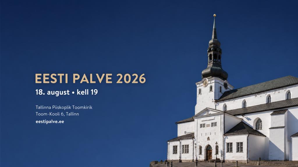 Eesti taasiseseisvumise 35. aastapäeva eel täname Jumalat vabaduse ja kõige hea eest, mida Ta on meile kinkinud. Üheskoos palume Tema armu, kaitset ja juhtimist tulevikuks.
Tuleme Tallinna Piiskoplikusse Toomkirikusse kokku ühiseks palveks, et kuulata, mida Jumal räägib prohvetlikult läbi erinevate vaimulike. Laulus ja ülistuses teevad kaasa Ott Lepland, Nina Åström ja Ekklesia koor.